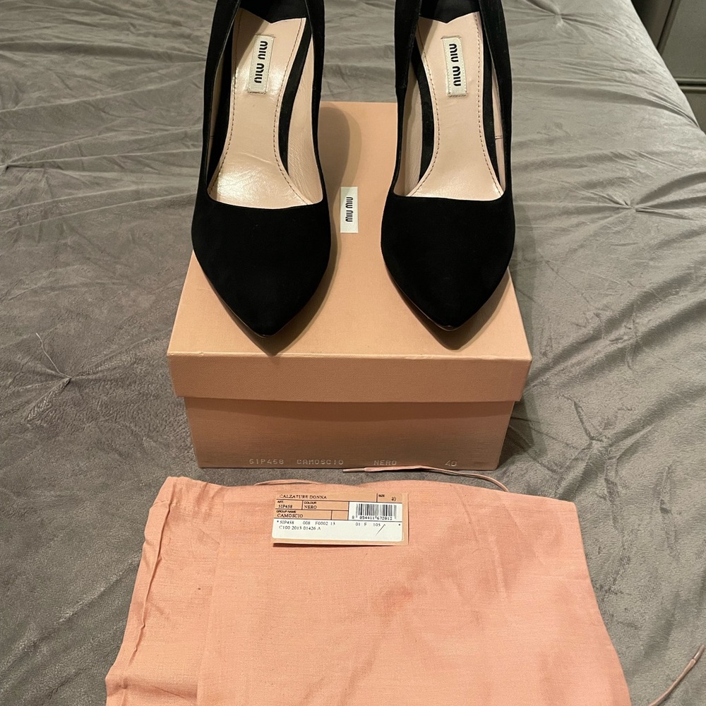 New Miu Miu Calzature Donna Suede Pumps Size 40 - Picture 3 of 7